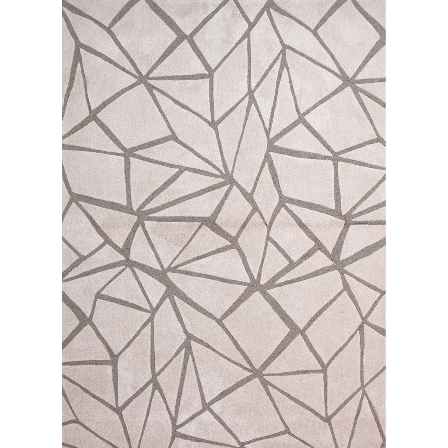 Hand tufted Contemporary Geometric Pattern Ivory Rug (5 X 76)