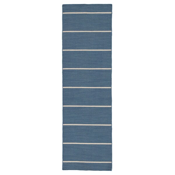 Shop Byron Handmade Stripe Blue/ Cream Area Rug (2'6" X 8') 2'6 x 8