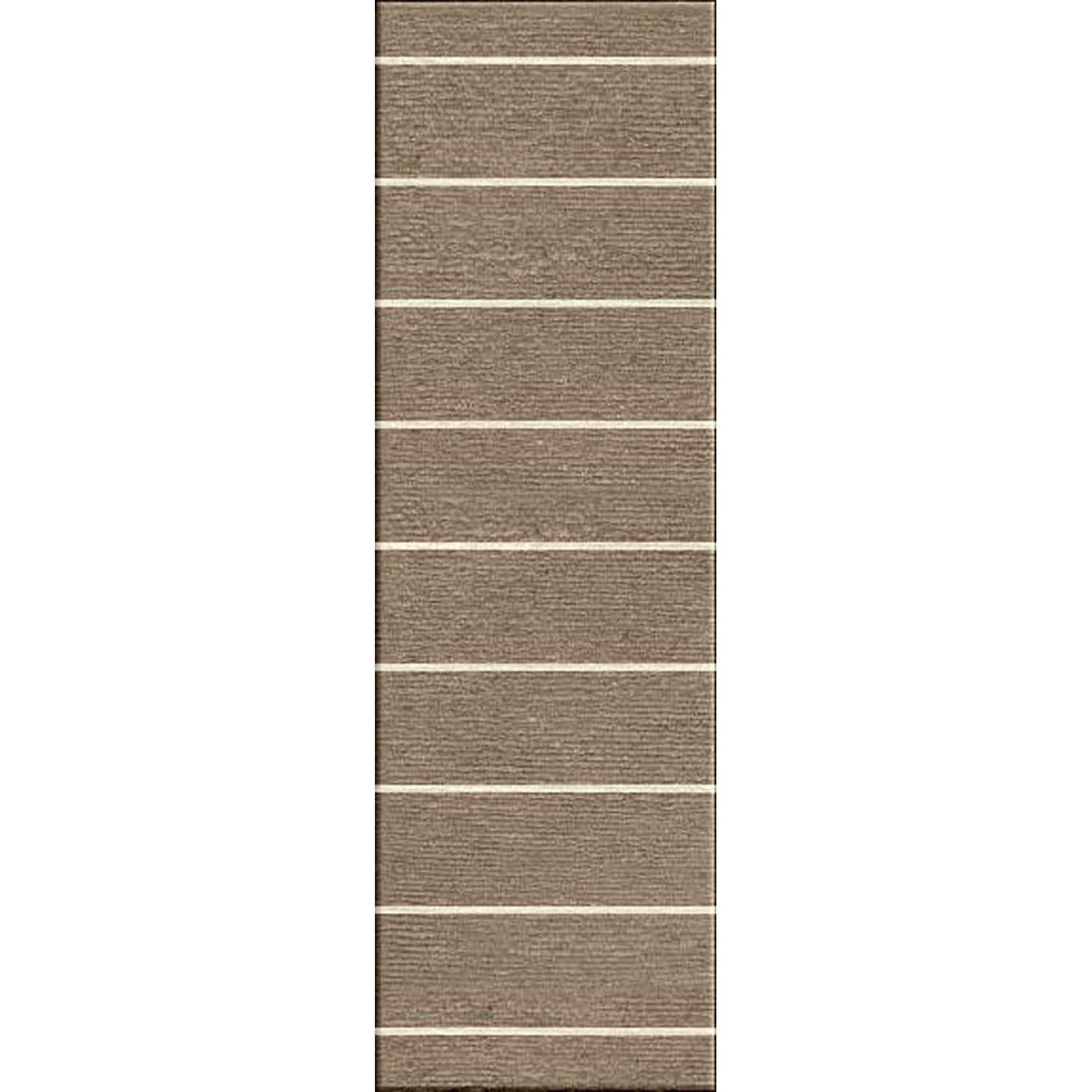 Handmade Brown Flat weave Stripe pattern Runner Rug (26 X 8)