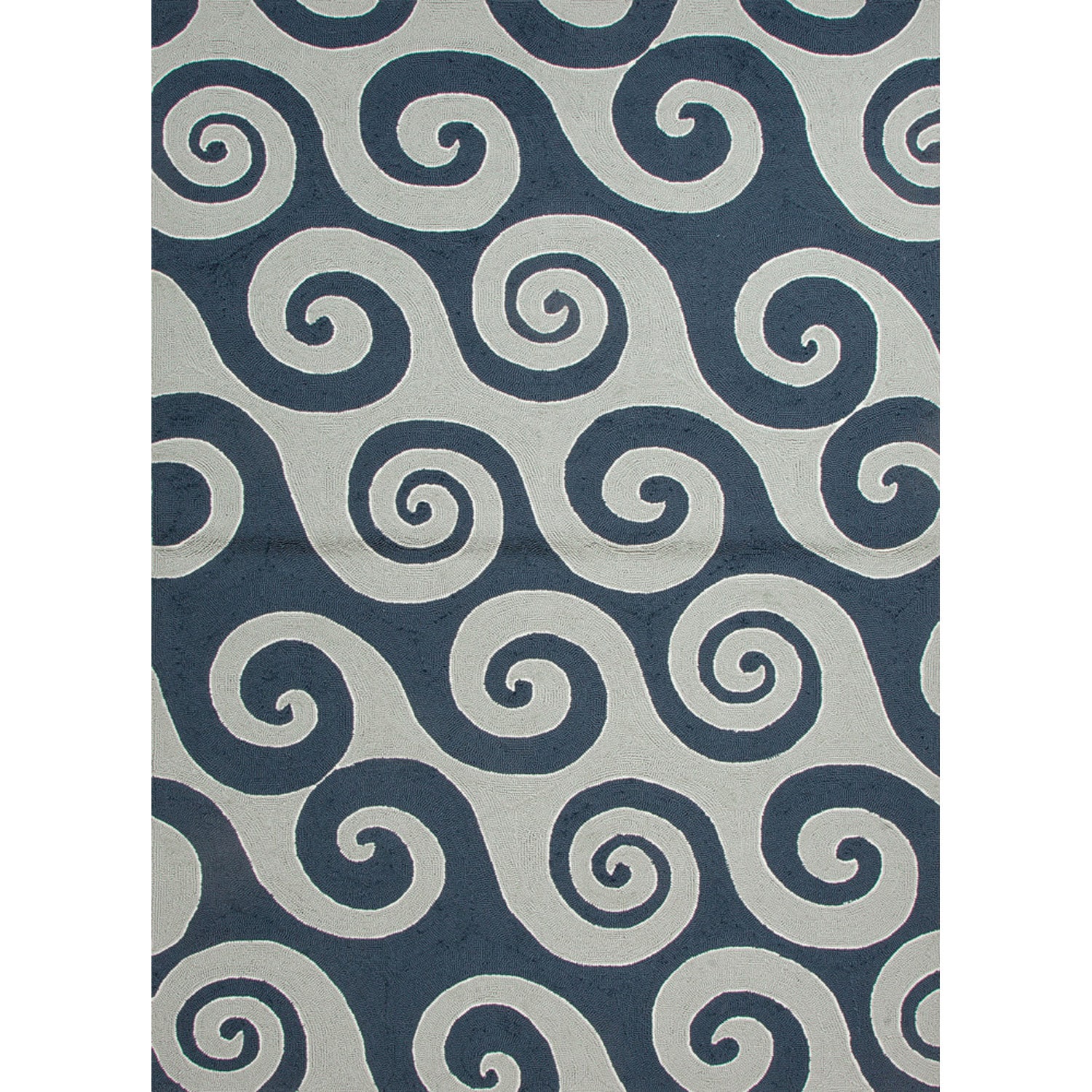 Hand hooked Indoor/ Outdoor Abstract Pattern Blue Rug (36 X 56)