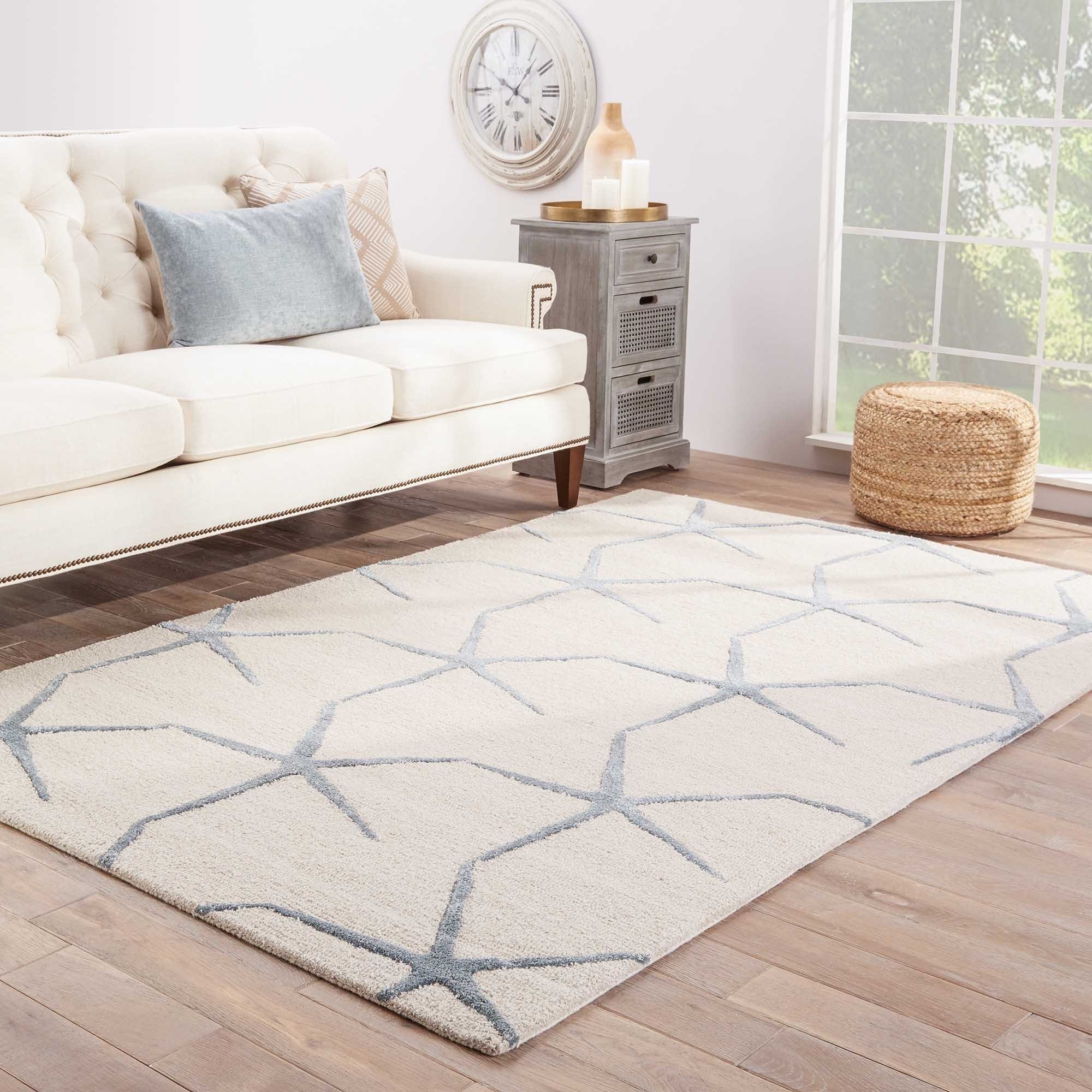 Hand tufted Transitional Coastal Pattern Ivory Rug (36 X 56)