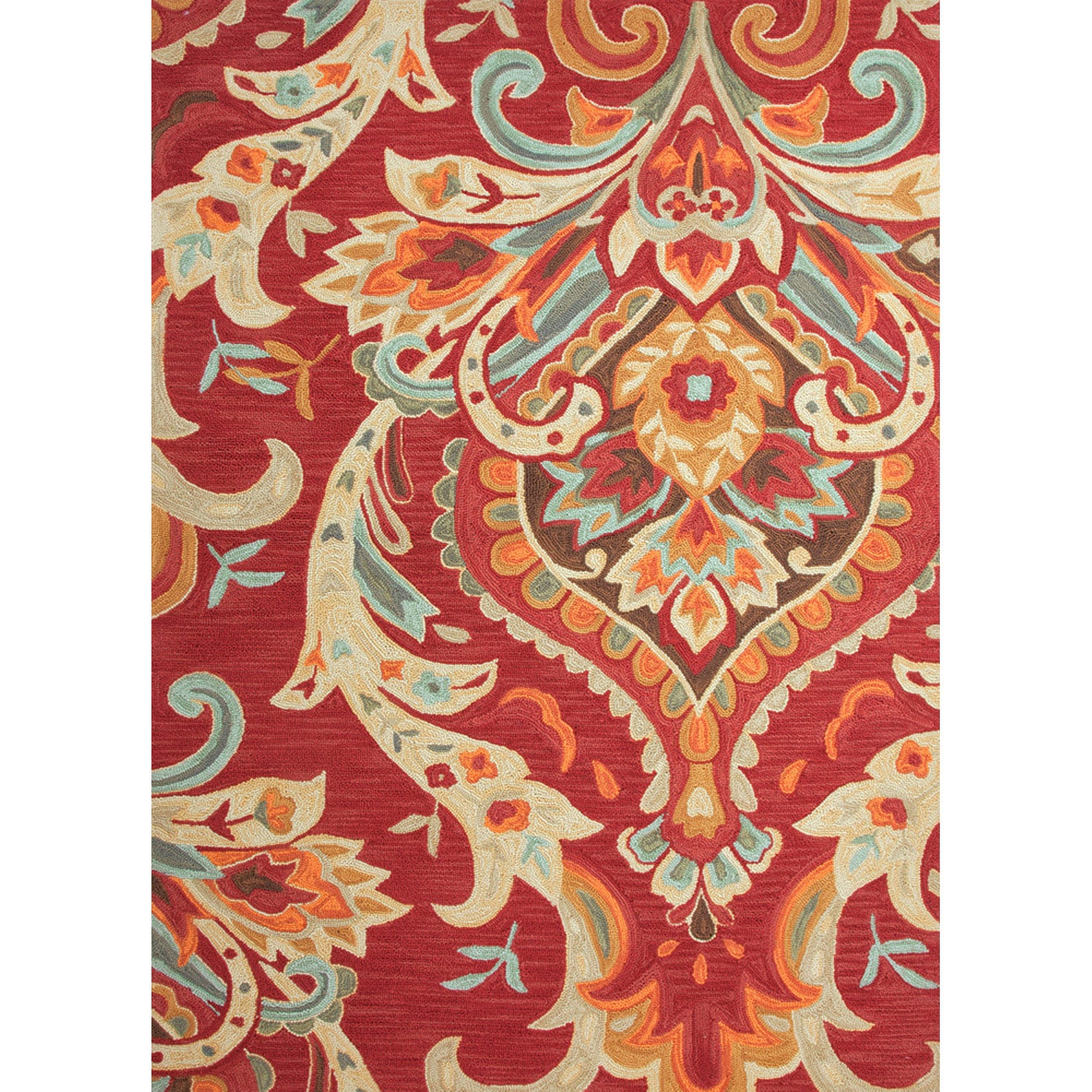 Hand tufted Transitional Floral Red/ Orange Rug (36 X 56)