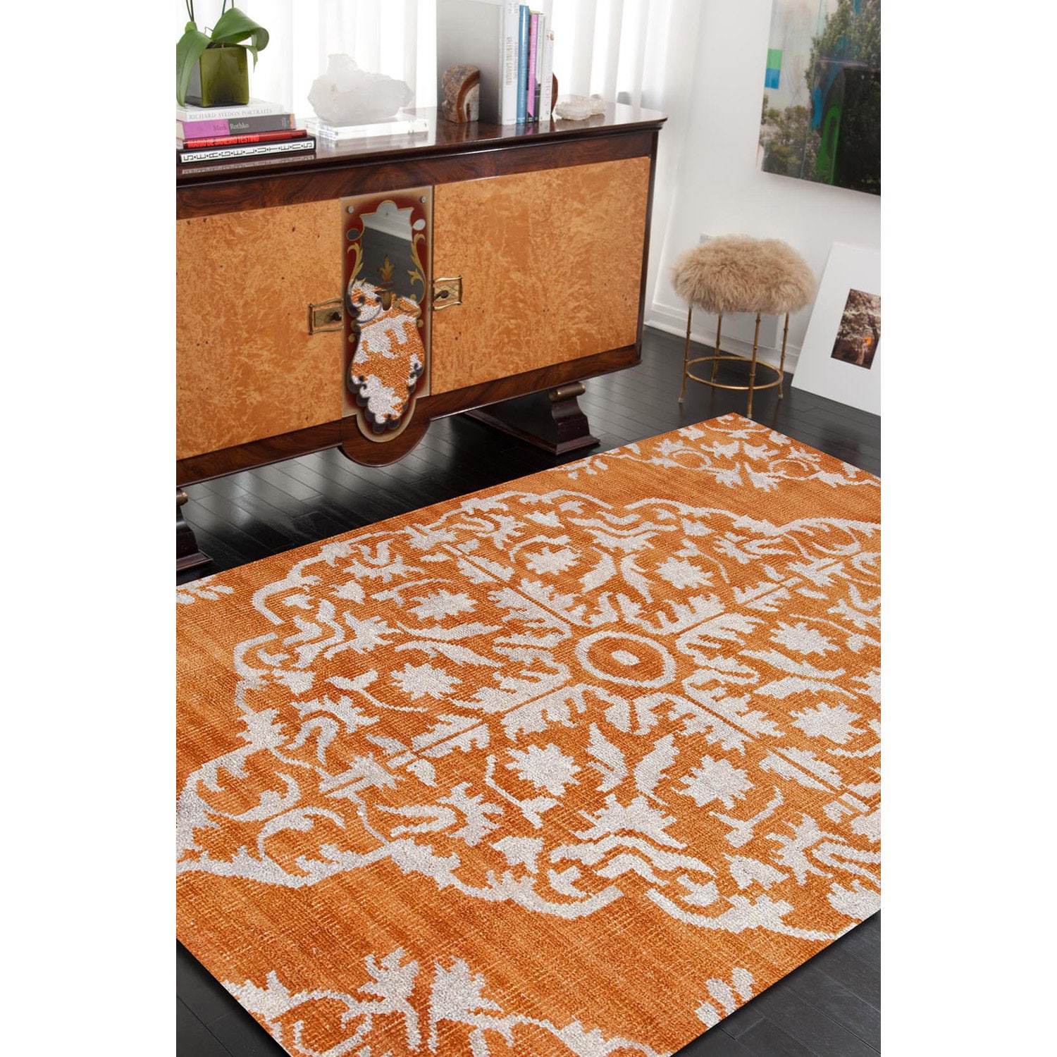 Hand knotted Transitional Tone On Tone Red/ Orange Rug (9 X 13)