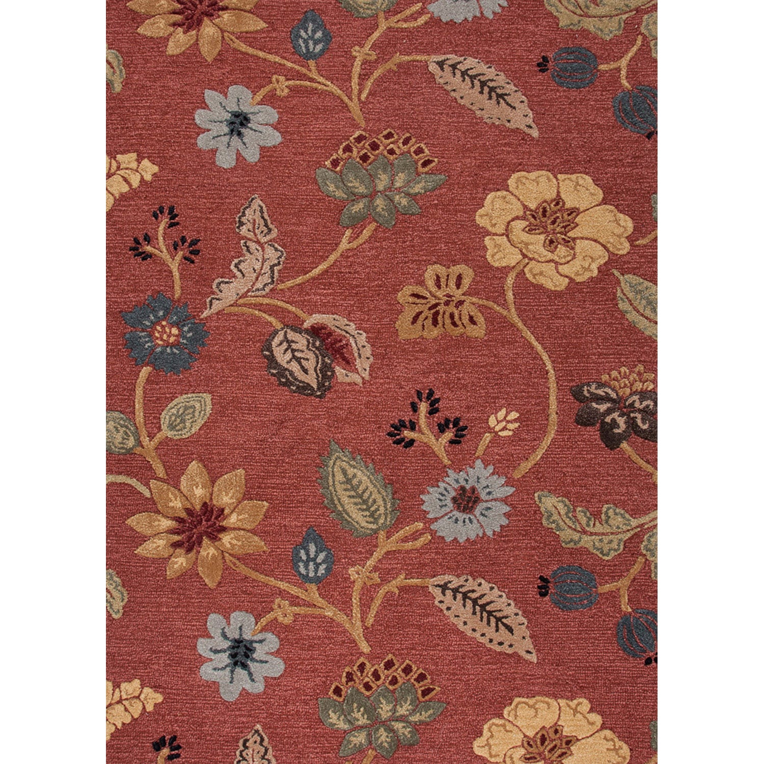 Hand tufted Transitional Floral Red/ Orange Rug (36 X 56)