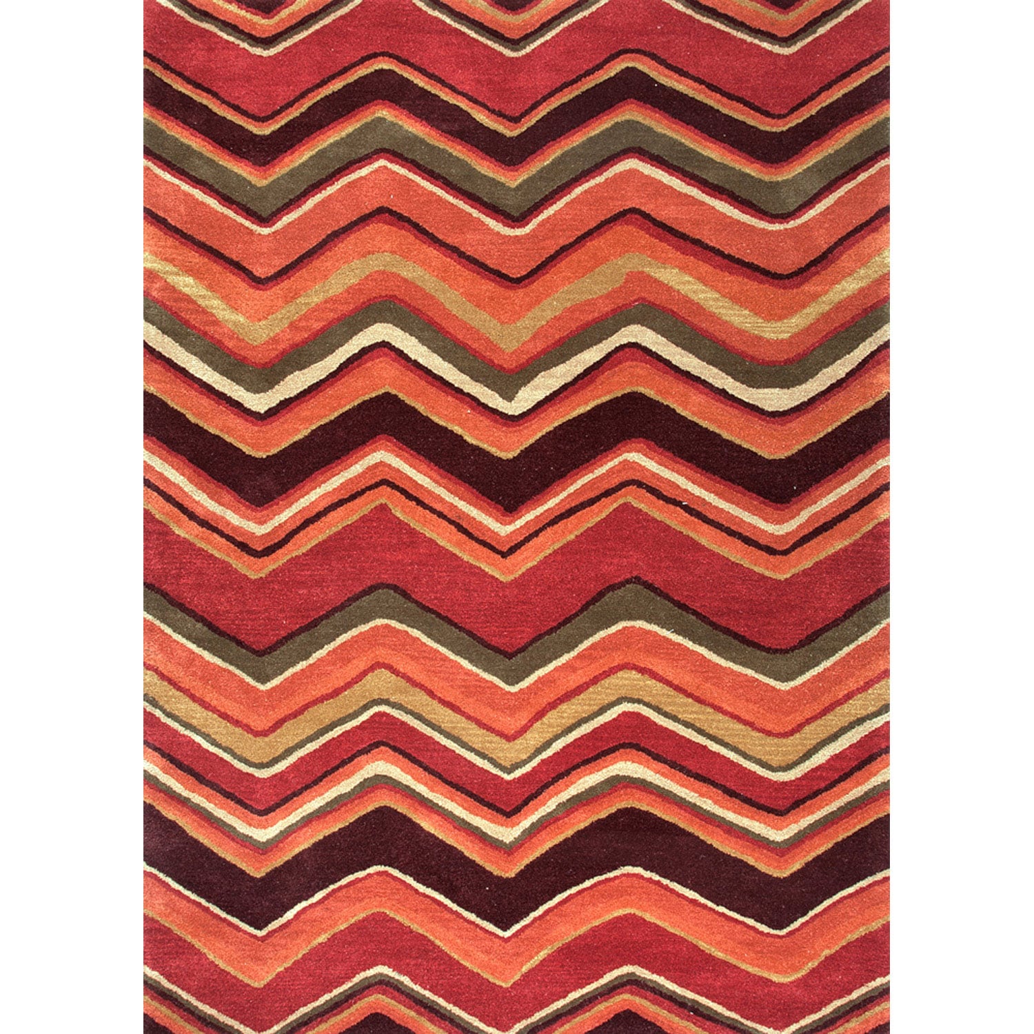 Hand tufted Contemporary Geometric Red/ Orange Rug (2 X 3)