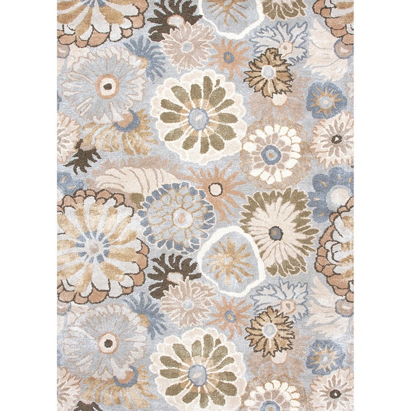 Hand-tufted Transitional Floral Pattern Blue Rug (9'6 x 13 ...