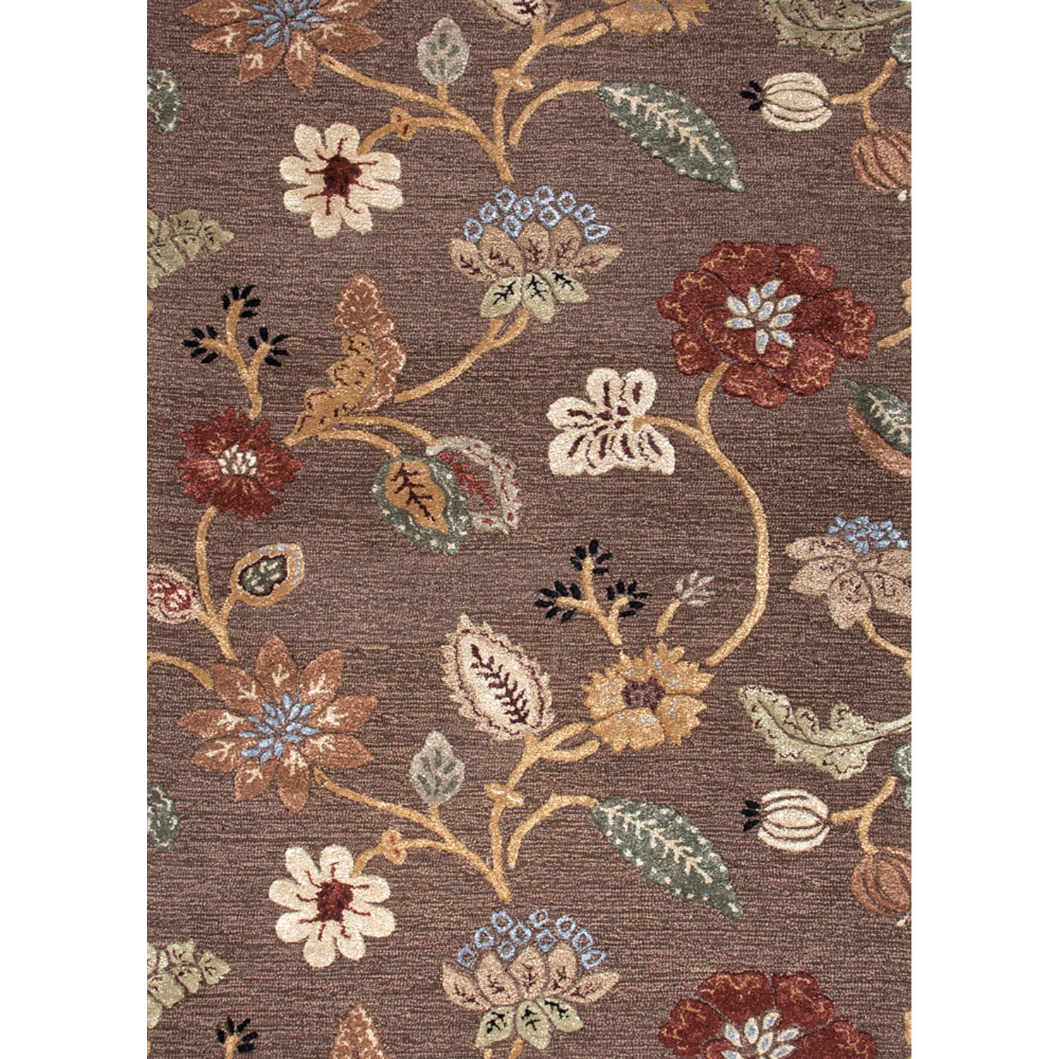 Hand tufted Transitional Floral Pattern Brown Rug (5 X 8)