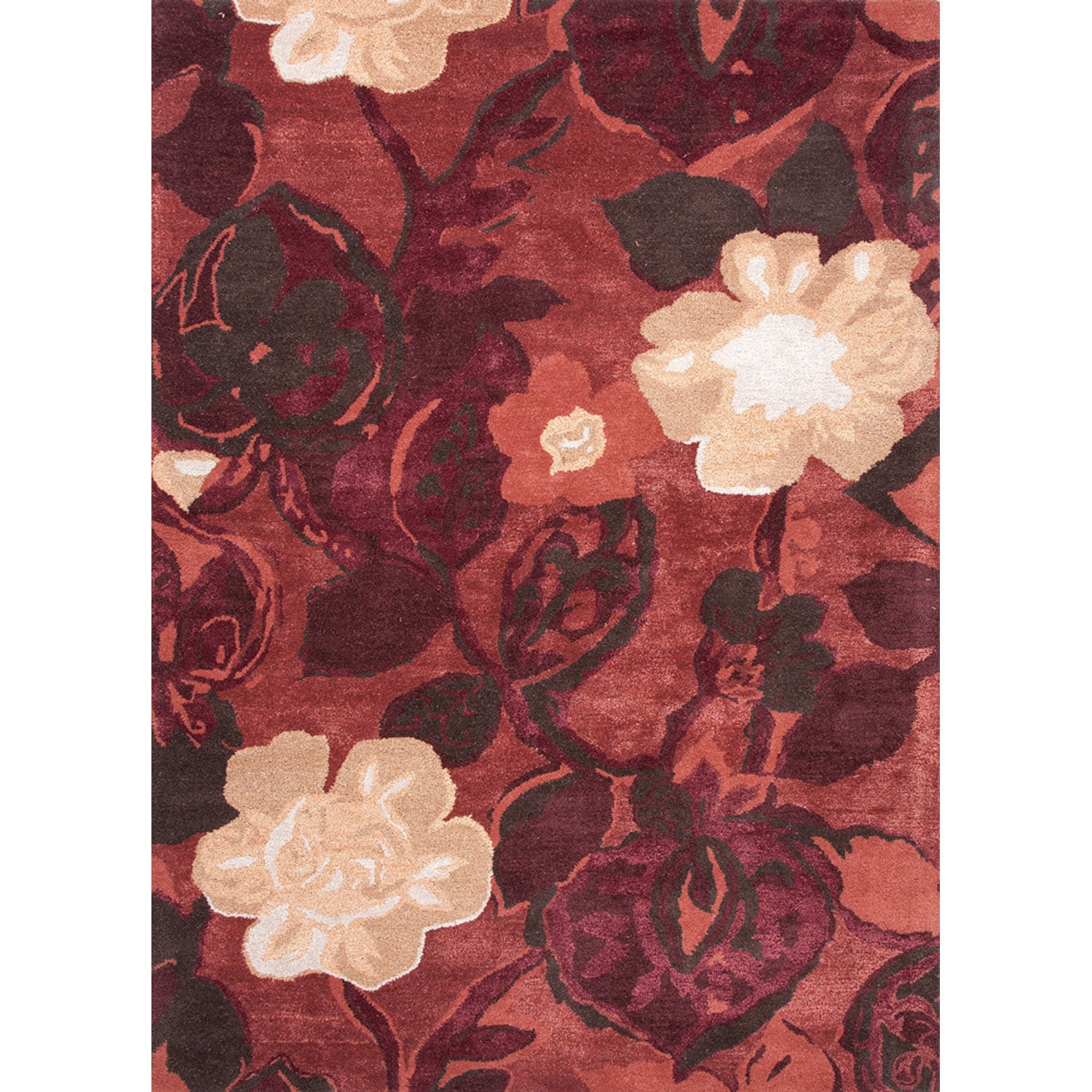 Hand tufted Transitional Floral Red/ Orange Rug (36 X 56)