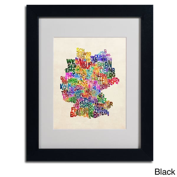 Michael Tompsett Germany Region Text Map 2 Framed Matted Art