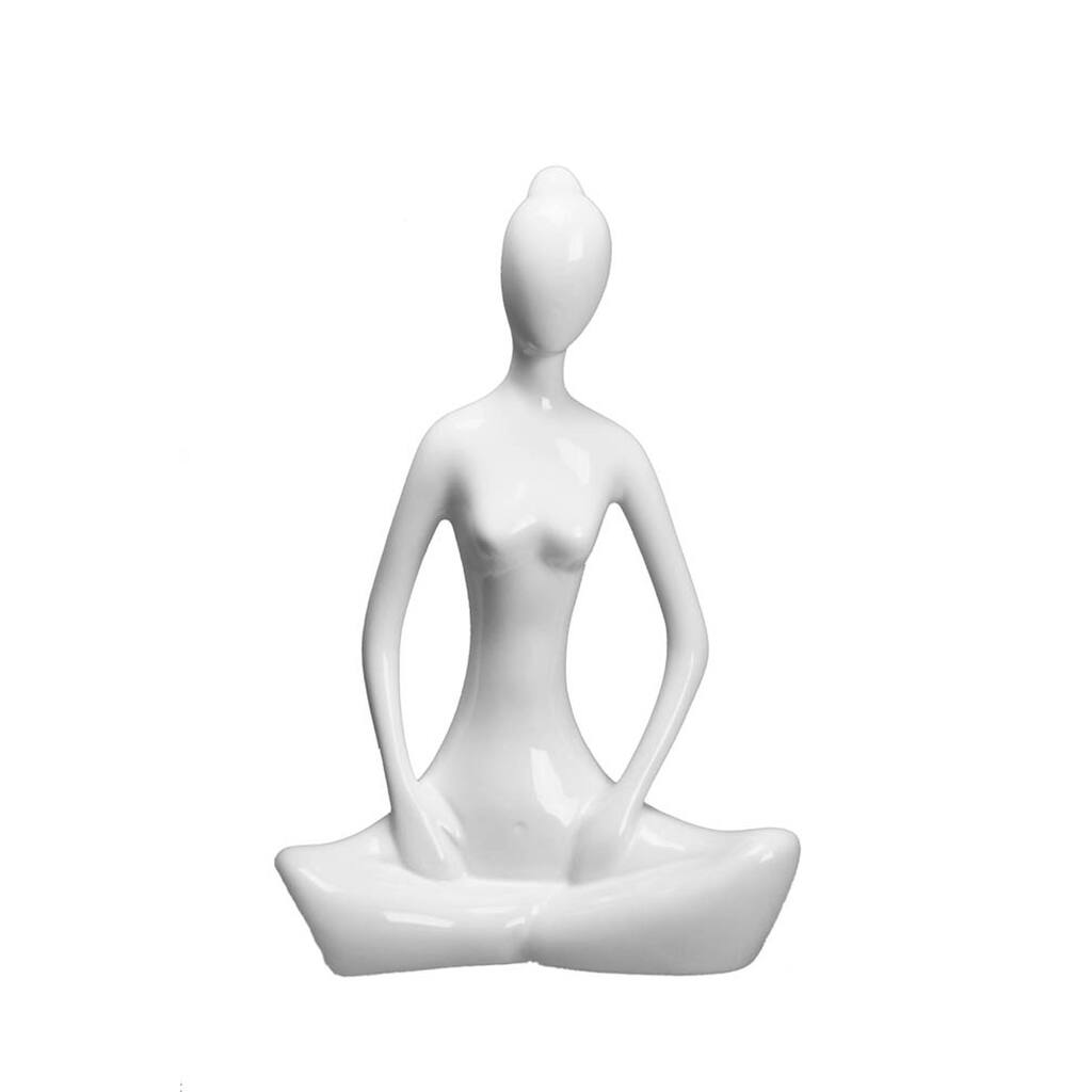 White Ceramic Yoga Meditation Figurine