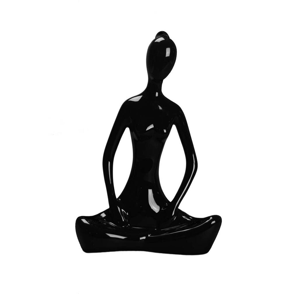Black Ceramic Meditation Yoga Figurine