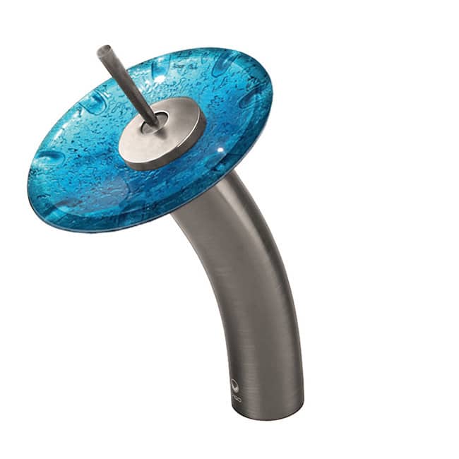 VIGO Mediterranean Seashell Glass Disc Single-handle Brushed Nickel Waterfall Bathroom Faucet