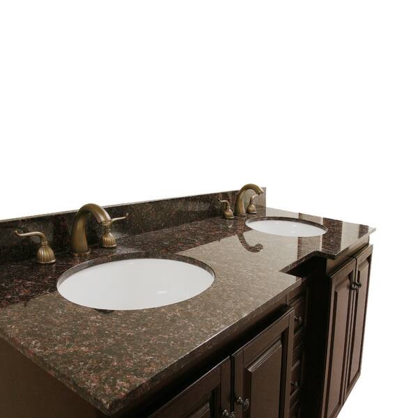 Natural Granite Top 60 Inch Double Sink Bathroom Vanity In 60 Inch Double Sink Bathroom Vanity