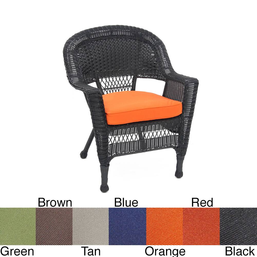 Black Wicker Chair/ Cushion (Set of 4)