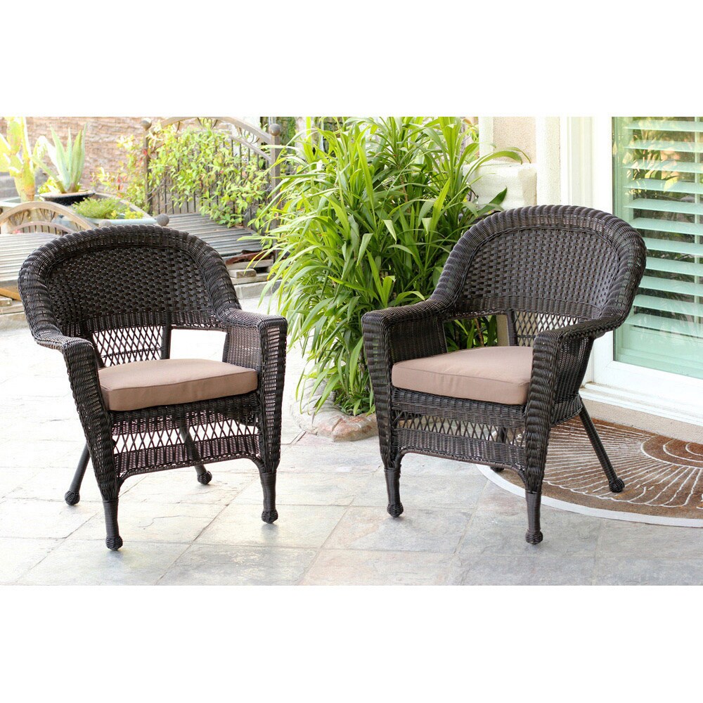 Shop Black Friday Deals On Espresso Wicker Chairs With Cushions Set Of 2 Overstock 8174548