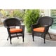 preview thumbnail 2 of 21, Espresso Wicker Chairs with Cushions (Set of 2) Orange