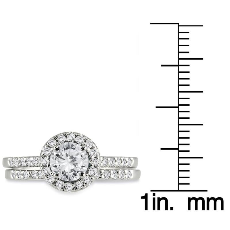 10k White Gold 1 1/6 Carat TDW White Diamond Halo Bridal Set