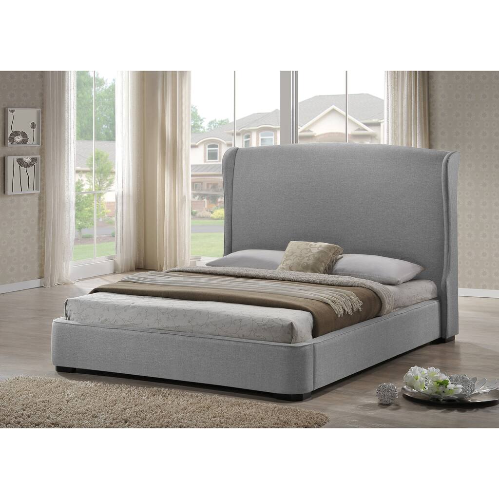Baxton Studio 'Sheila' Grey Linen Modern Bed with Upholstered Headboard