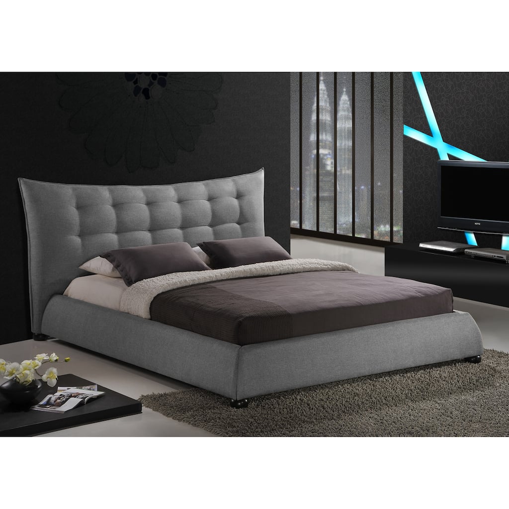 Baxton Studio Marguerite Grey Linen Modern Platform Bed