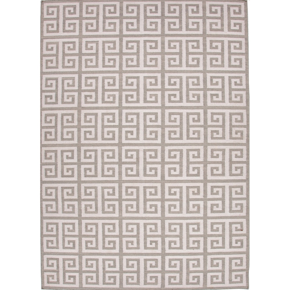 Handmade Flat Weave Geometric Pattern Grey/ Black Rug (5 X 8)