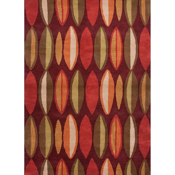 Hand tufted Contemporary Geometric Red/ Orange Rug (8' x 11') JRCPL 7x9   10x14 Rugs