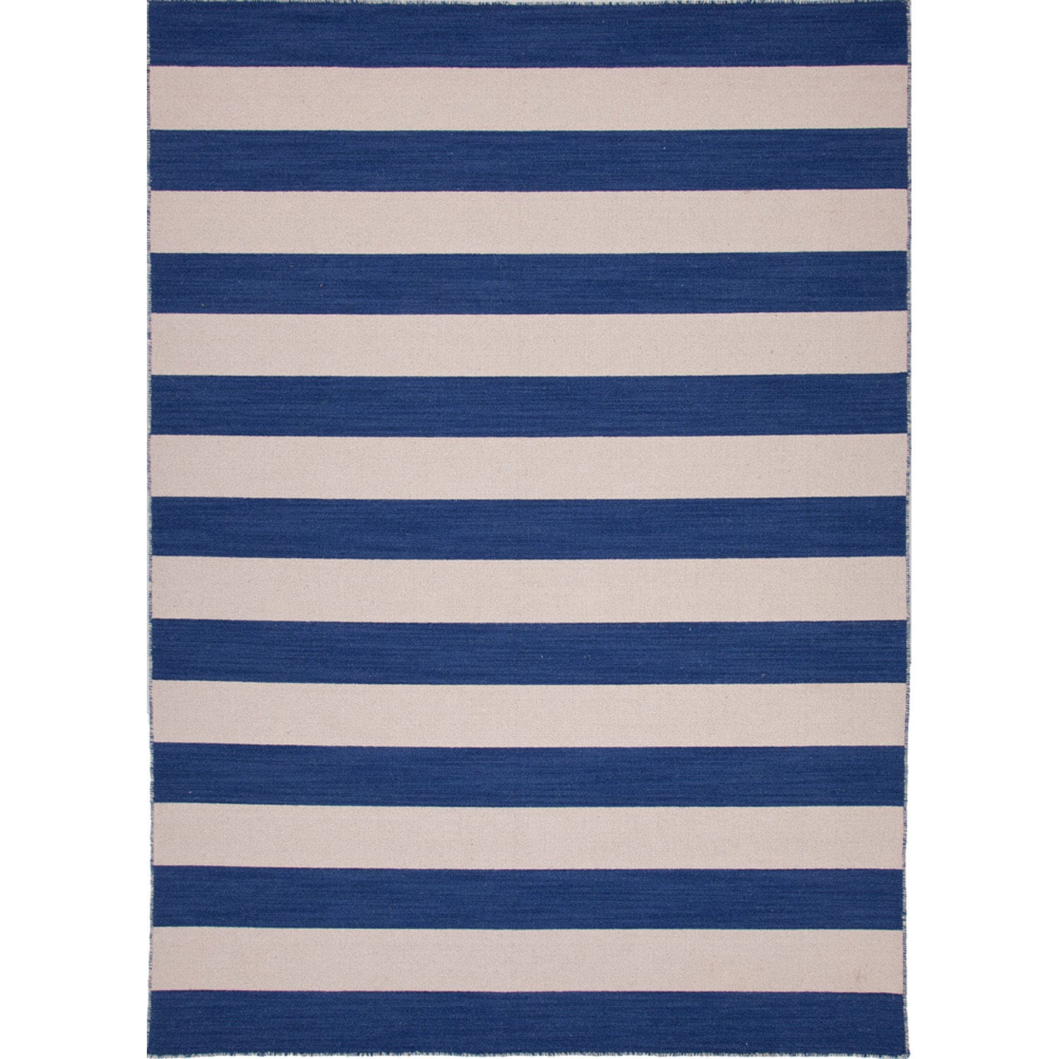 Handmade Flat Weave Stripe Pattern Blue Rug (4 X 6)