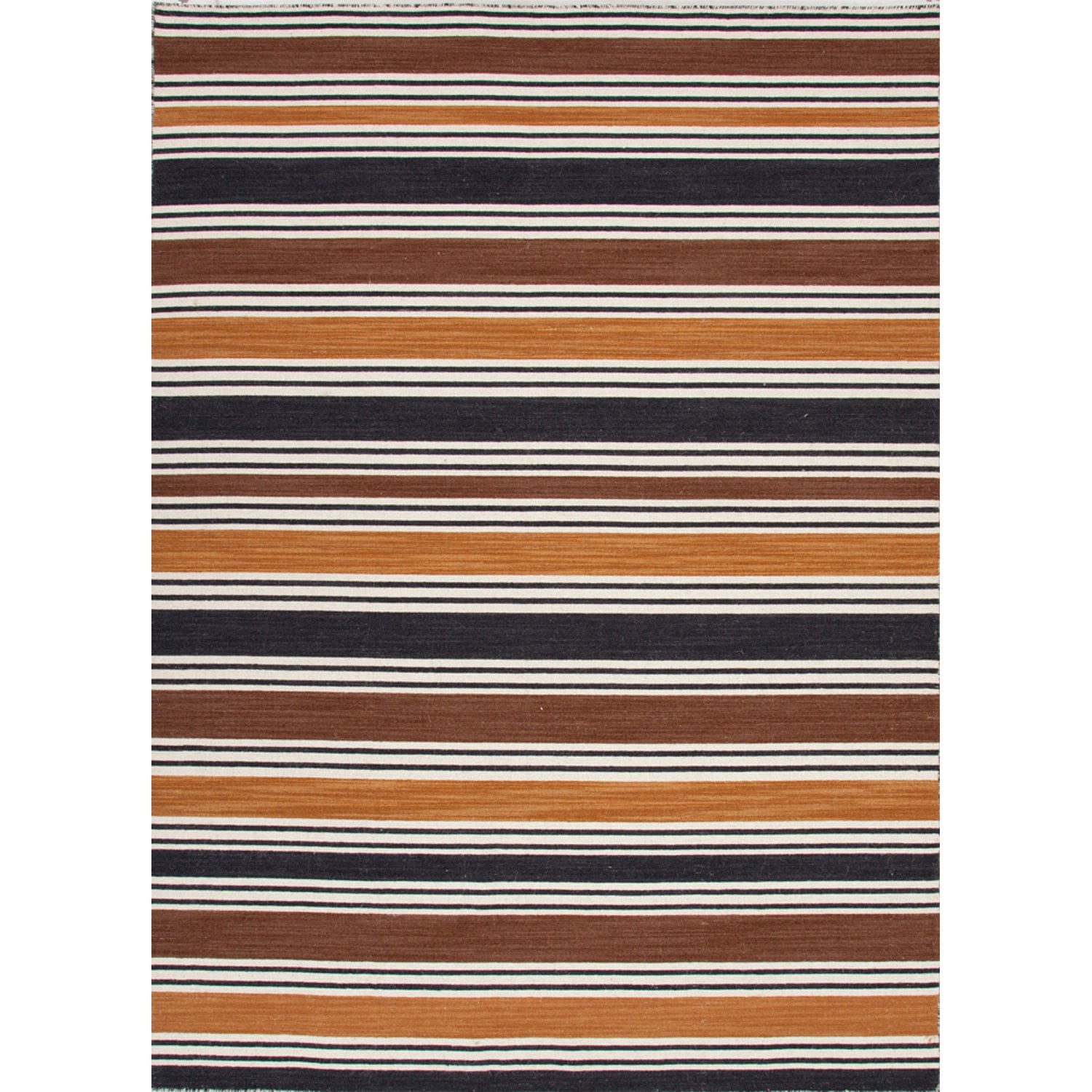 Durable Handmade Flat weave Stripe pattern Brown Rug (5 X 8)