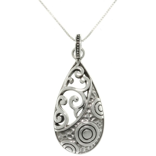 DiamondJewelryNY Sterling Silver Polished /& Textured Teardrop Pendant