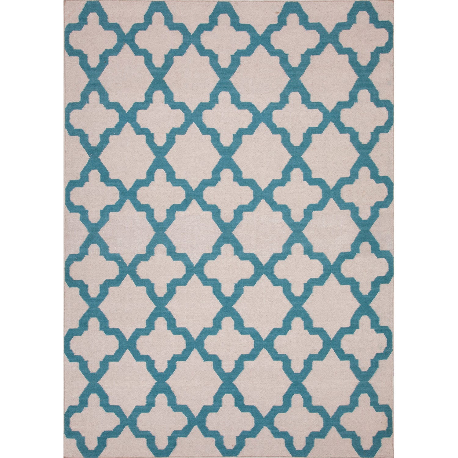 Handmade Flat weave Geometric pattern Blue Wool Rug (9 X 12)