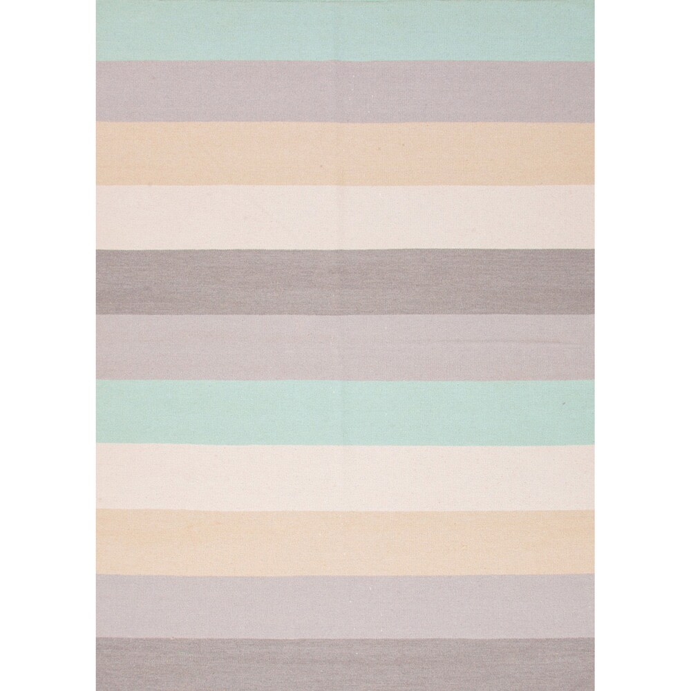 Handmade Flat Weave Stripe Pattern Multicolored Area Rug (9 X 12)