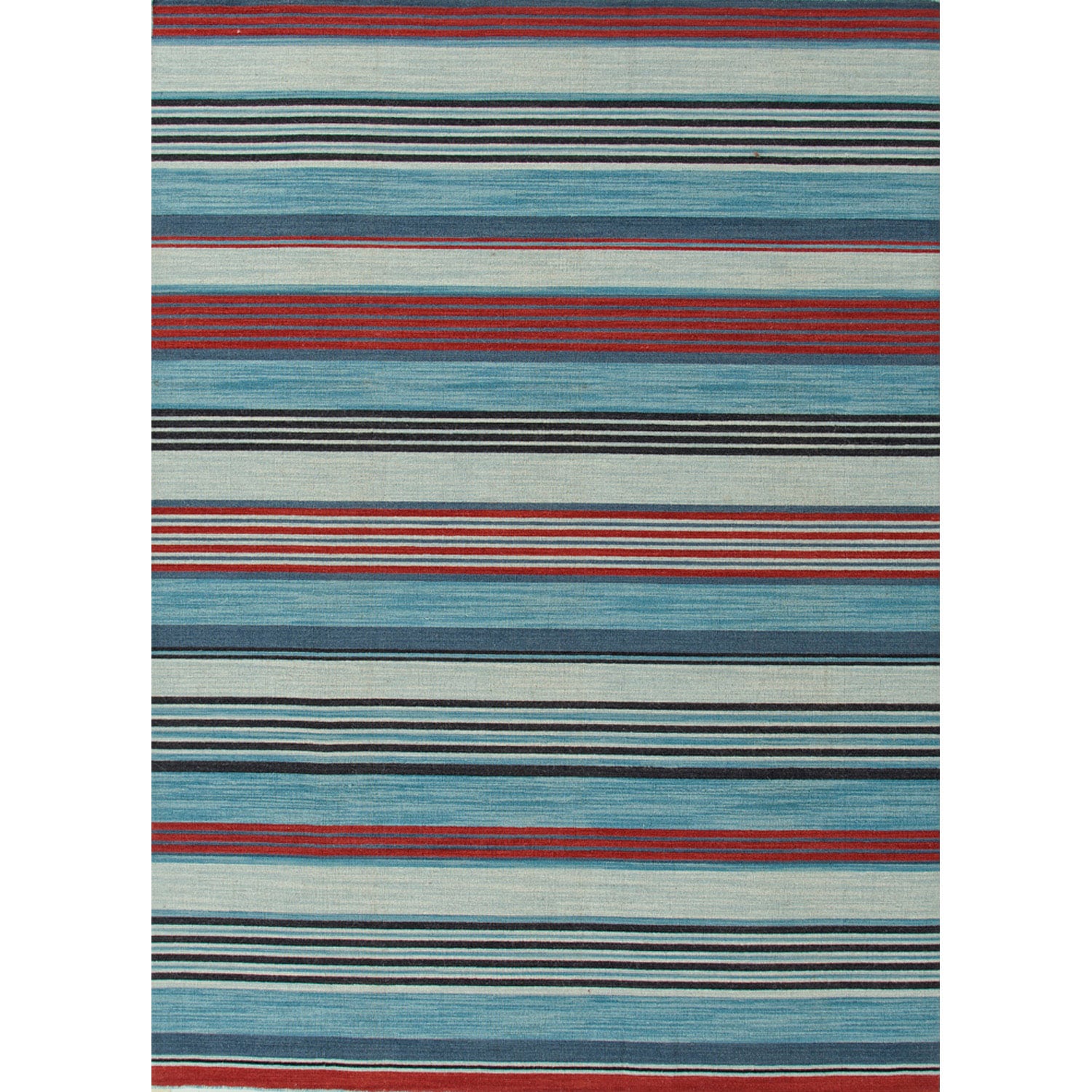 Durable Handmade Flat weave Stripe pattern Blue Rug (9 X 12)