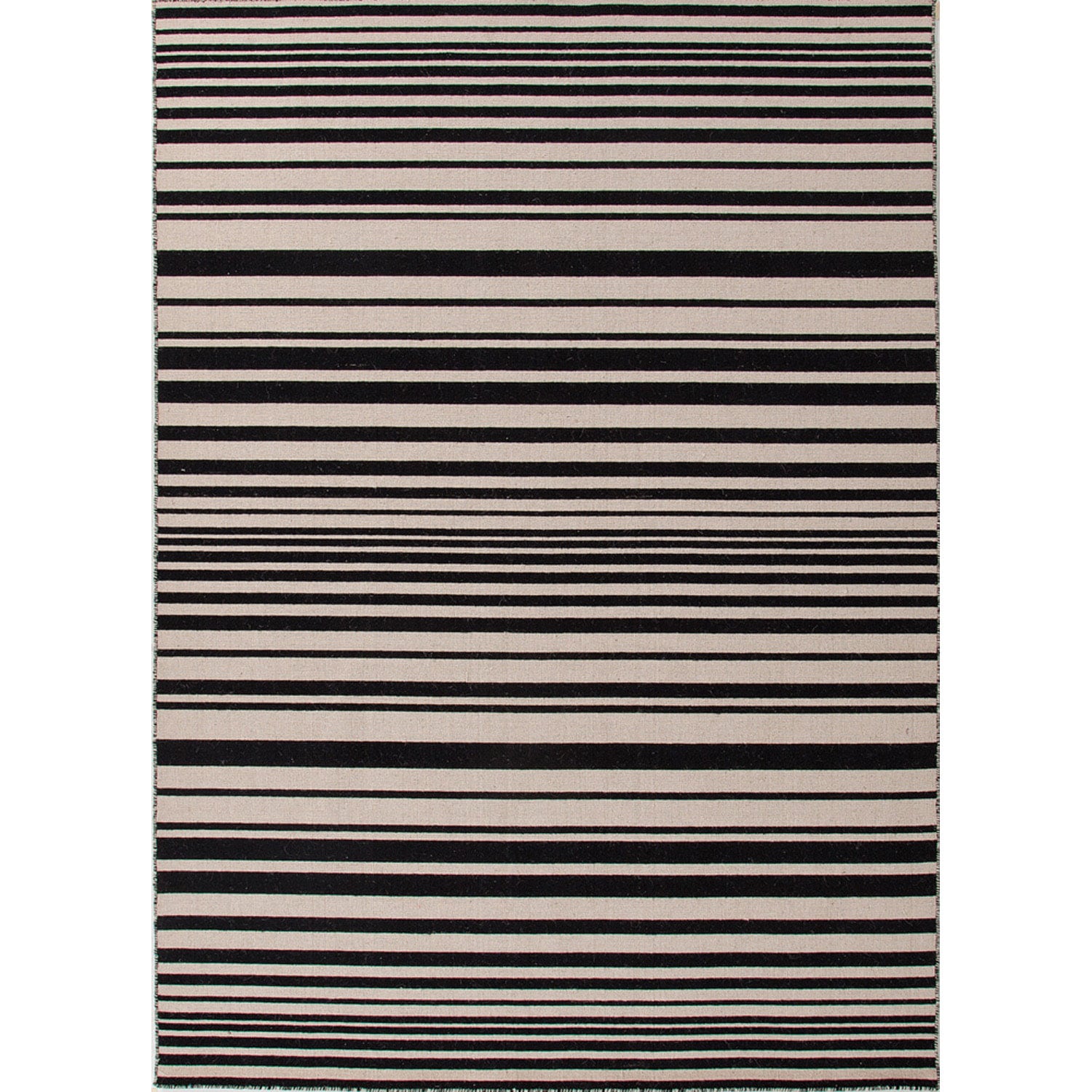 Handmade Flat weave Stripe pattern Gray/ Black Area Rug (9 X 12)