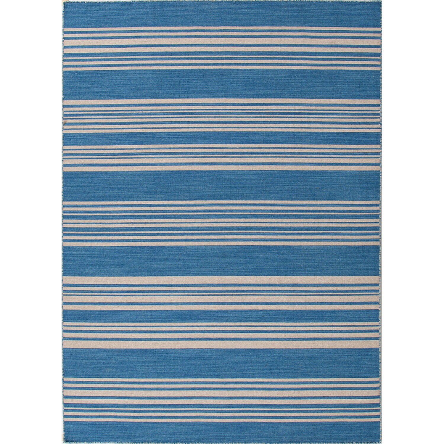 Handmade Flat weave Stripe pattern Blue Area Rug (9 X 12)