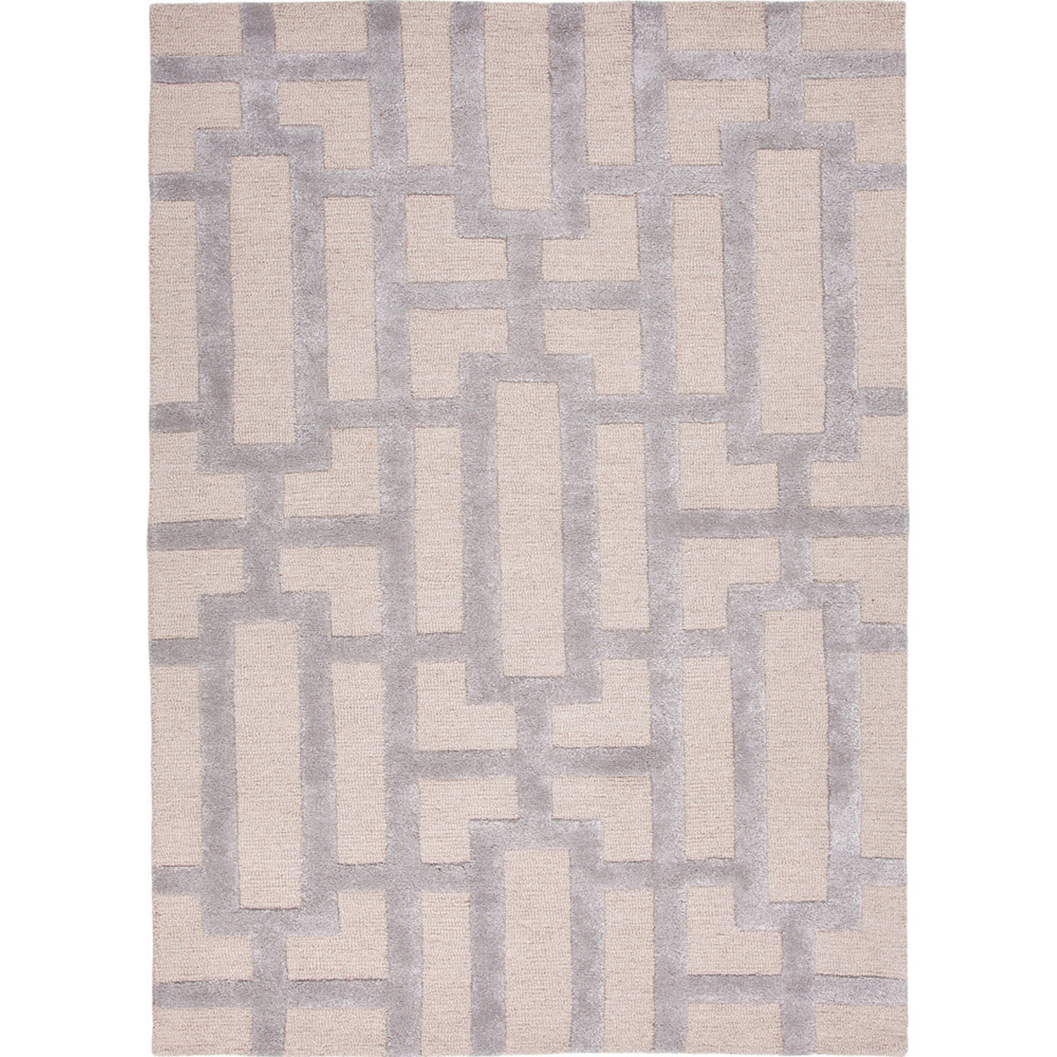 Hand tufted Contemporary Geometric pattern Ivory Accent Rug (2 X 3)