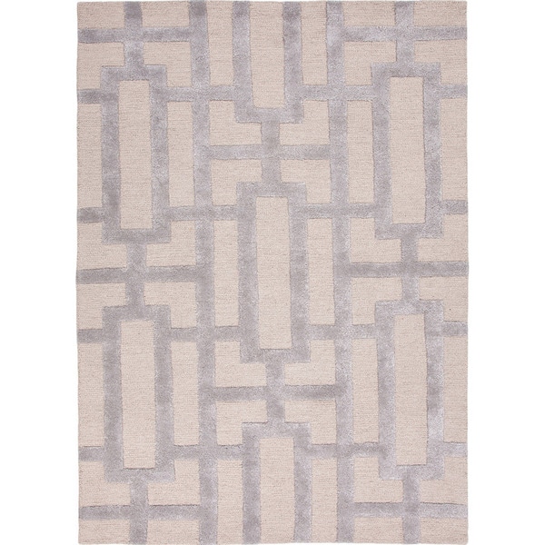 Hand Tufted Contemporary Geometric Pattern Grey/ Silver Rug (5?x8?) JRCPL 5x8   6x9 Rugs