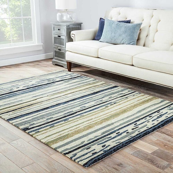 Havenside Home Provincetown Indoor/ Outdoor Abstract Silver/ Blue Area Rug - 7'6 x 9'6