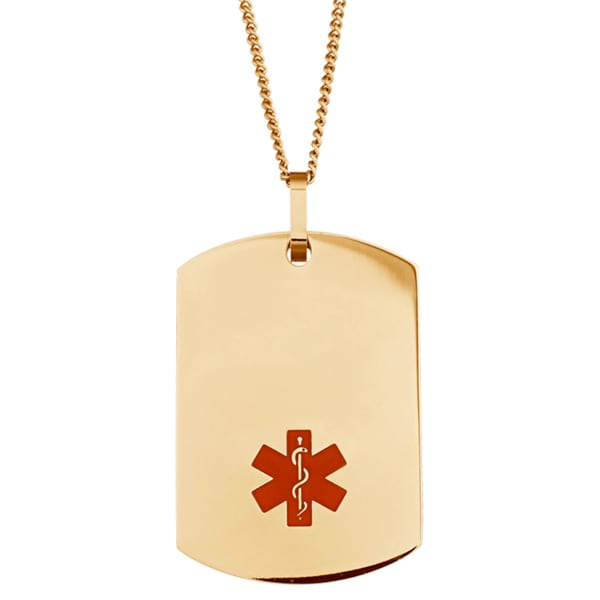 Engraved Gold Stainless Steel Medical Alert ID Dog Tag Necklace ...