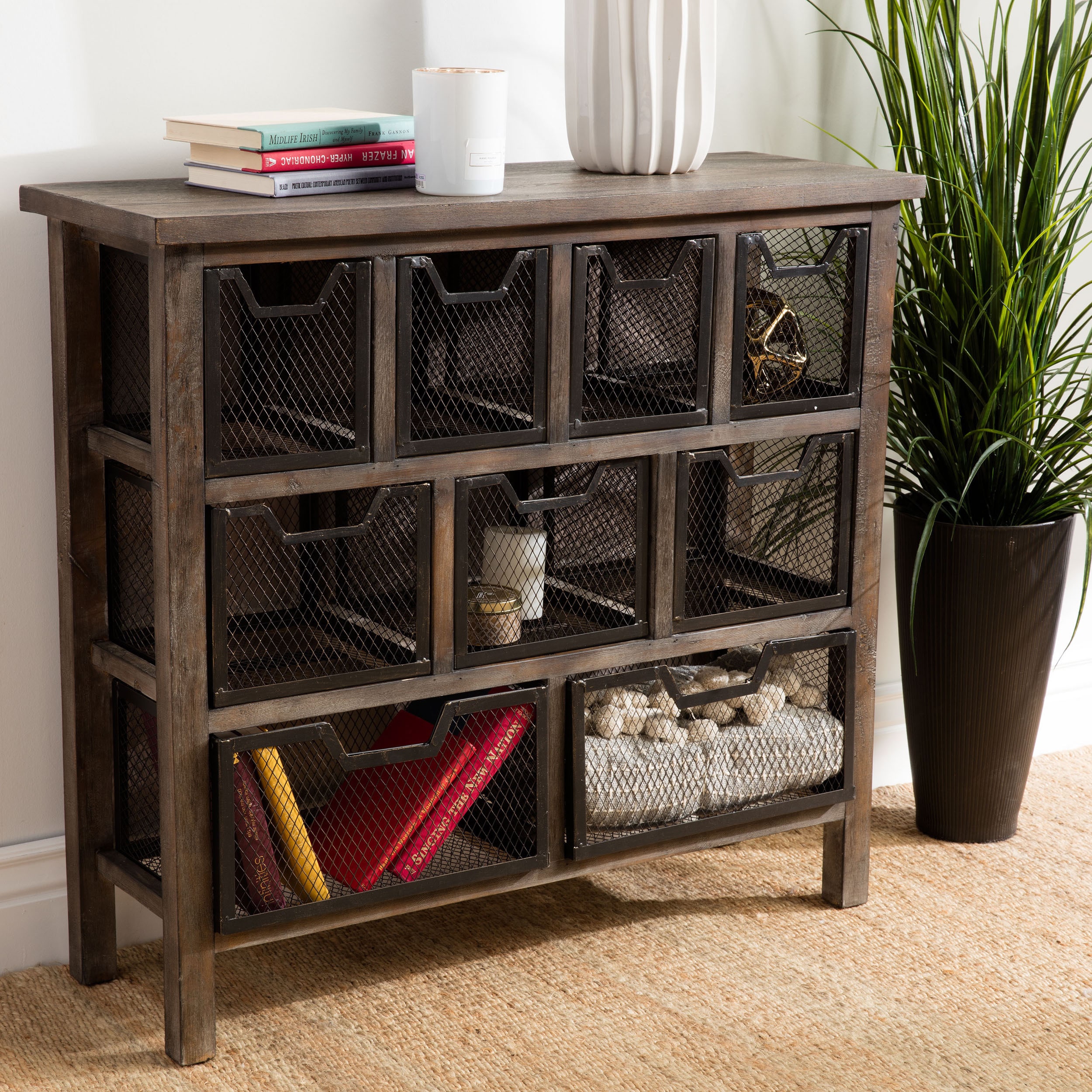 Renate Cirque Accent Metal Bin Console Table