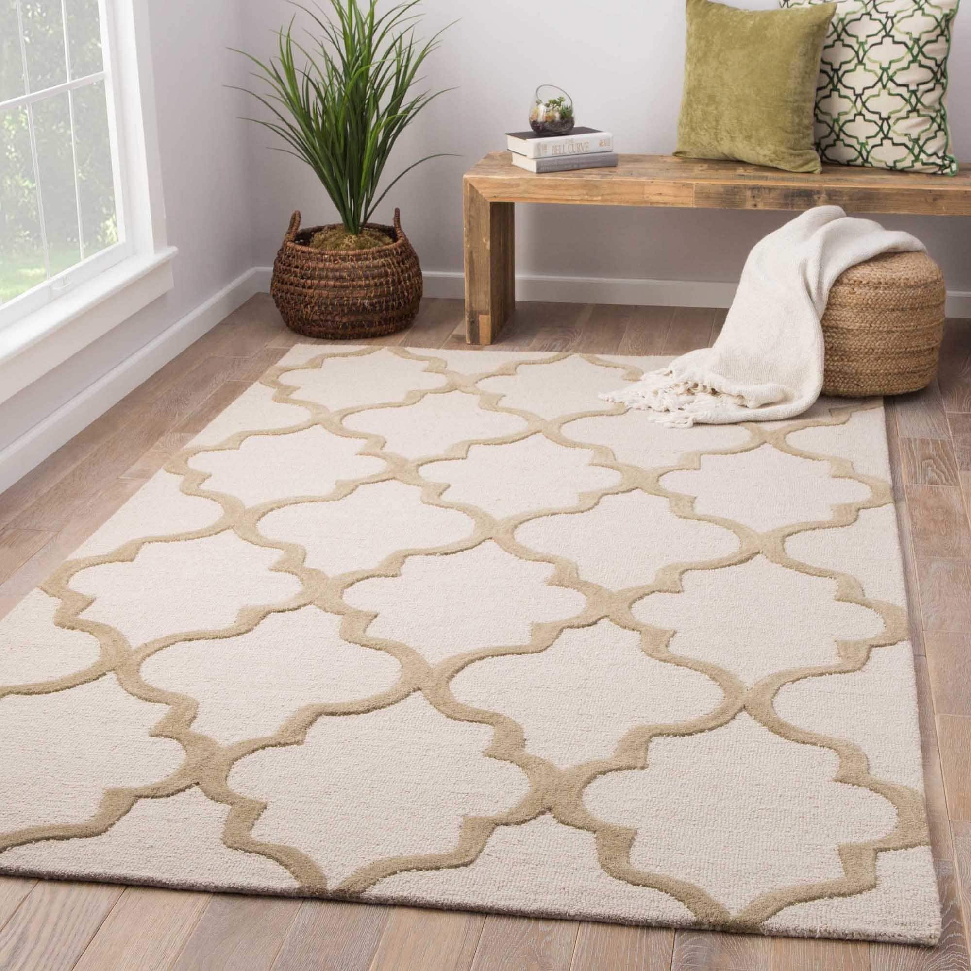 Hand tufted Contemporary Geometric Pattern Brown Rug (8 X 11)