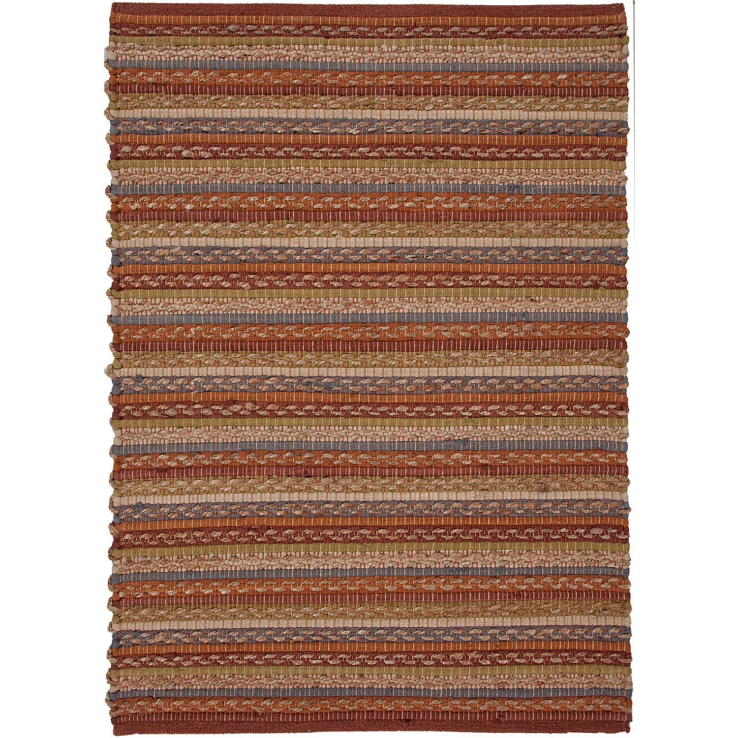 Handwoven Naturals Stripe Pattern Warm Multicolor Rug (2 X 3)