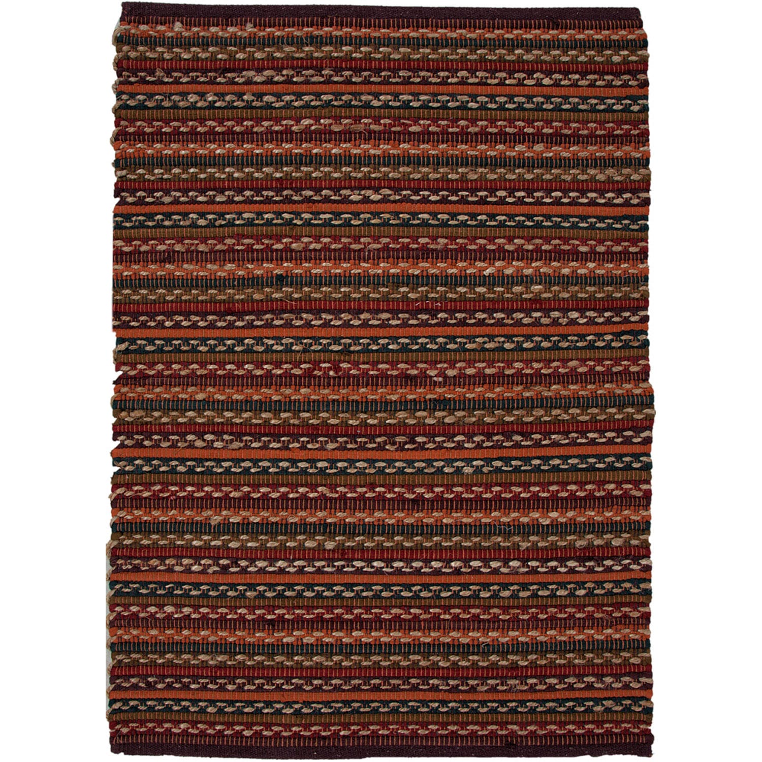 Handwoven Naturals Stripe Pattern Multicolor Cotton blend Rug (2 X 3)