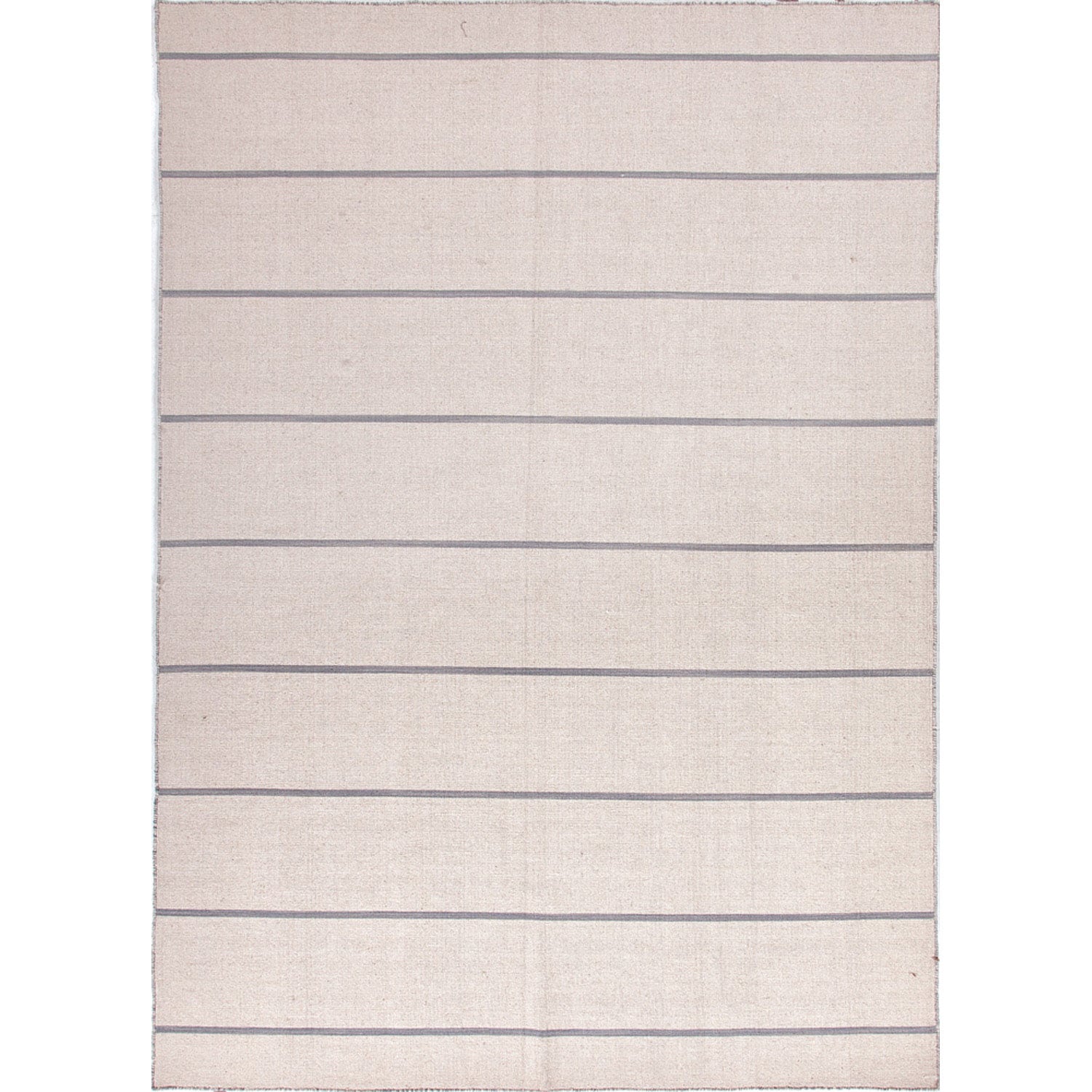 Handmade Flat weave Stripe pattern Ivory/ Gray/ Black Rug (5 X 8)