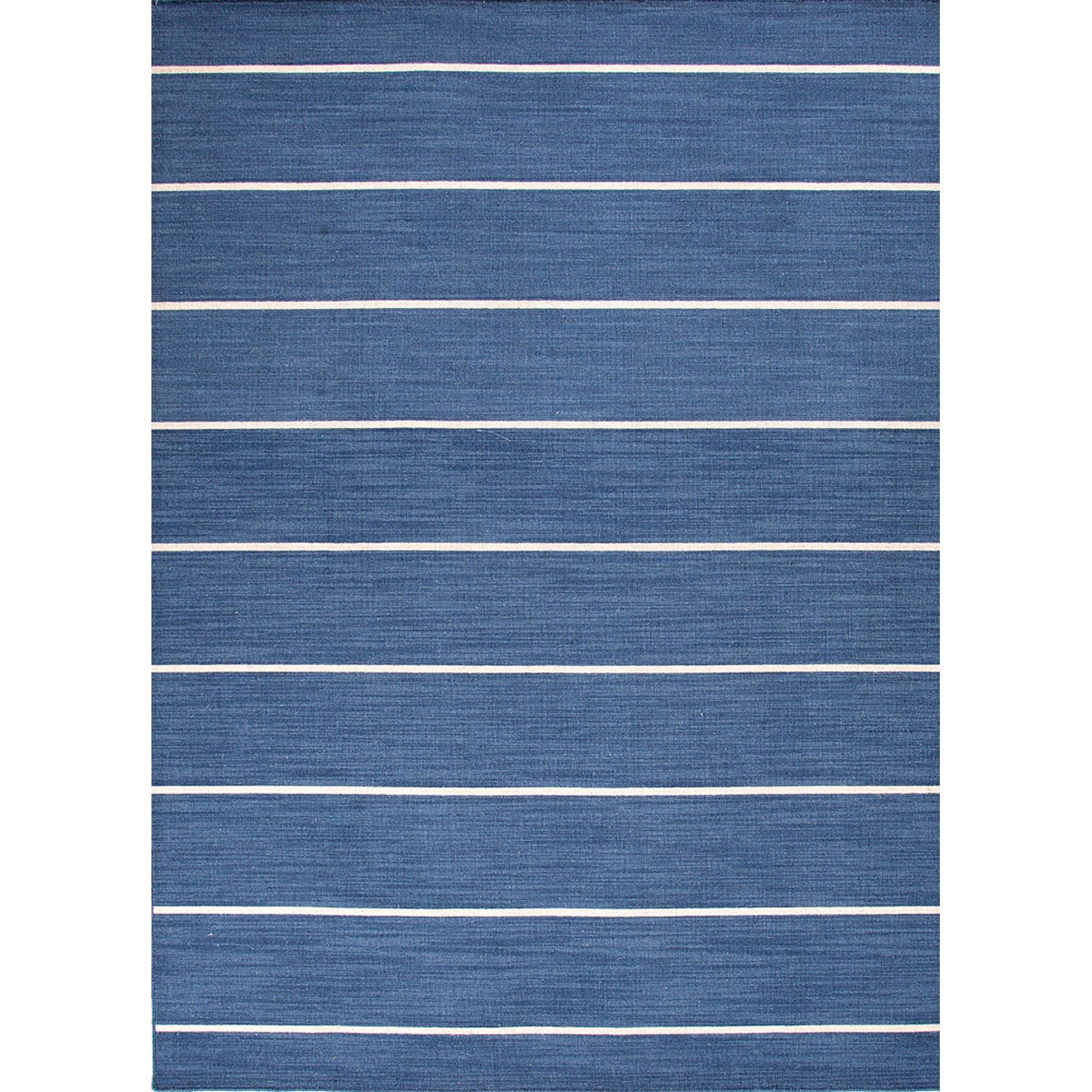 Handmade Flat Weave Bold Stripe Pattern Blue Rug (5 X 8)