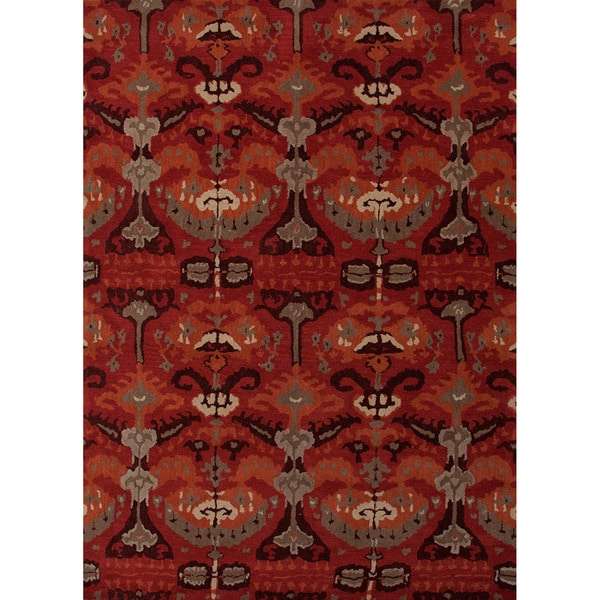 Hand tufted Transitional arts/ Crafts Red/ Orange Rug (9'6 x 13'6) JRCPL 7x9   10x14 Rugs