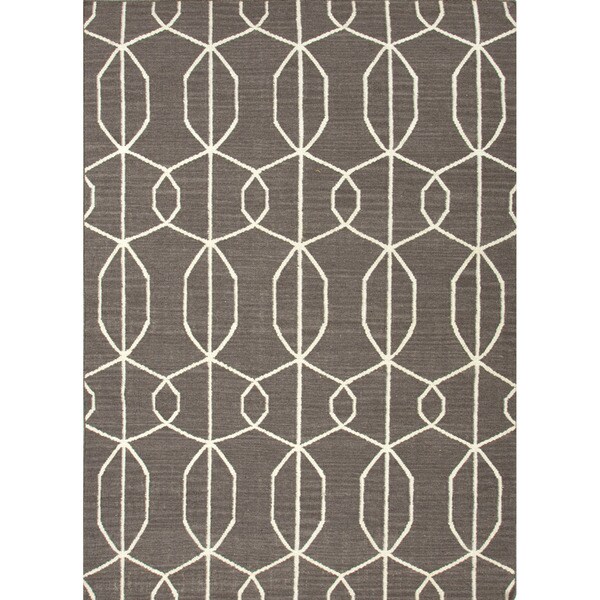 Handmade Geometric Gray/ Silver Area Rug - 5' x 8'