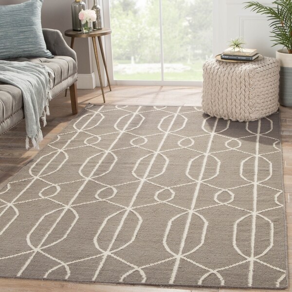 Handmade Geometric Gray/ Silver Area Rug (5' X 8') - 5' x 8'
