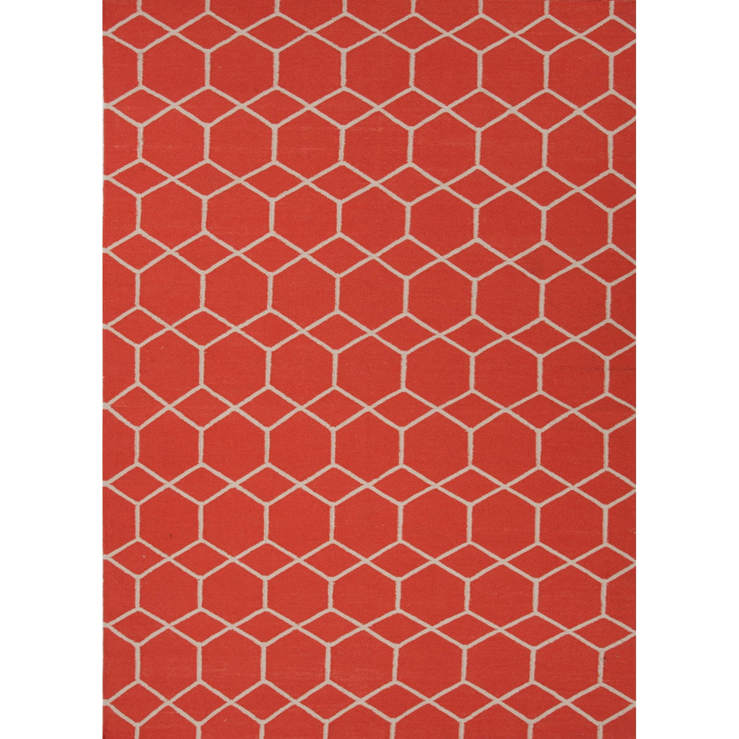 Handmade Flat Weave Geometric Pattern Red/ Orange Area Rug (5 X 8)