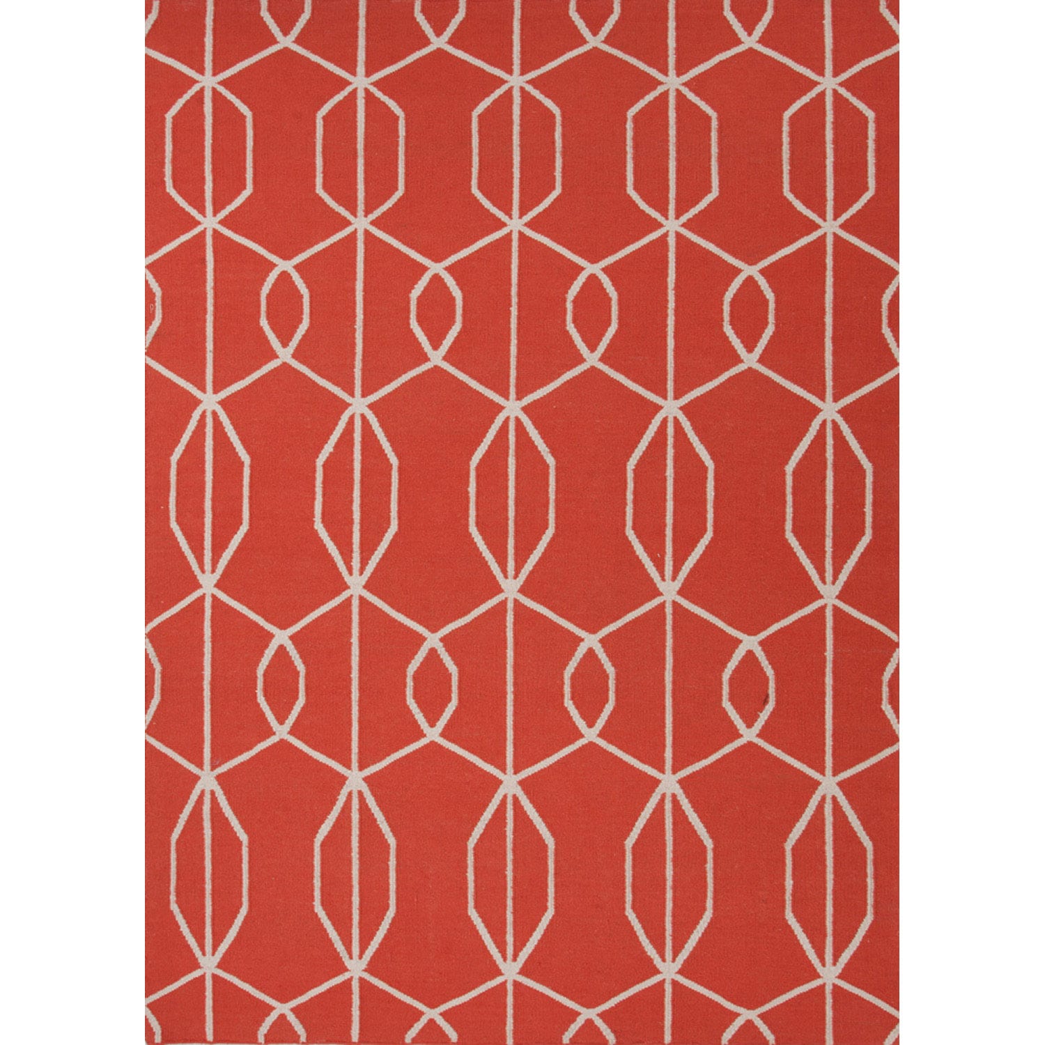 Handmade Flat weave Geometric Red/ Orange Area Rug (36 X 56)