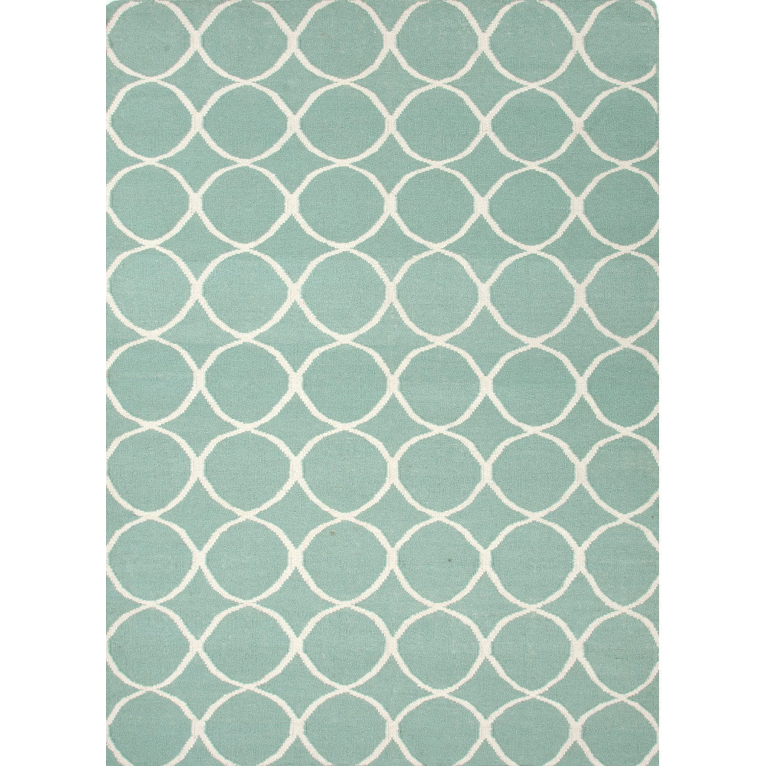 Handmade Flat weave Geometric pattern Blue Wool Rug (36 X 56)