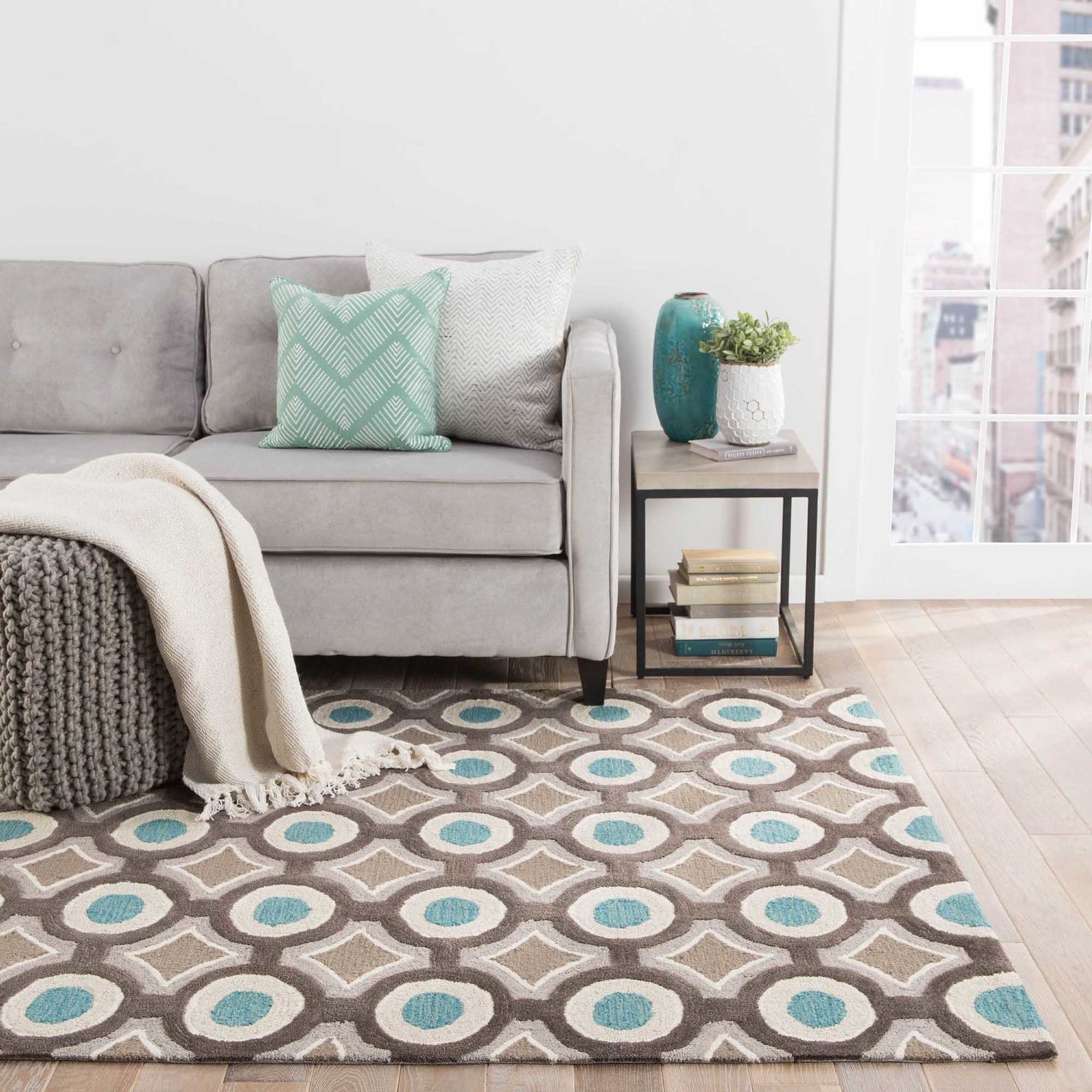 Hand tufted Contemporary Geometric Pattern Blue Rug (76 X 96)